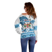 Fiji 679 Constitution Day Off Shoulder Sweater Fijian Tapa Pattern LT05 - Polynesian Pride