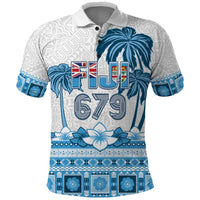 Fiji 679 Constitution Day Polo Shirt Fijian Tapa Pattern LT05 Blue - Polynesian Pride