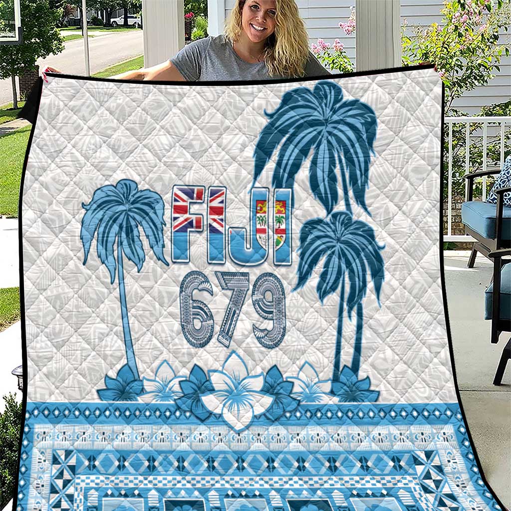 Fiji 679 Constitution Day Quilt Fijian Tapa Pattern LT05 Blue - Polynesian Pride