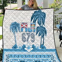 Fiji 679 Constitution Day Quilt Fijian Tapa Pattern LT05 Blue - Polynesian Pride