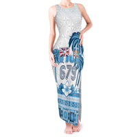 Fiji 679 Constitution Day Tank Maxi Dress Fijian Tapa Pattern LT05 Women Blue - Polynesian Pride