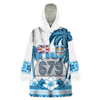 Fiji 679 Constitution Day Wearable Blanket Hoodie Fijian Tapa Pattern LT05 One Size Blue - Polynesian Pride