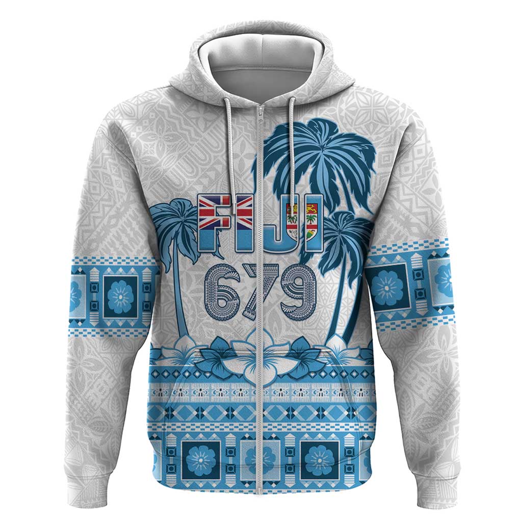 Fiji 679 Constitution Day Zip Hoodie Fijian Tapa Pattern LT05 Zip Hoodie Blue - Polynesian Pride