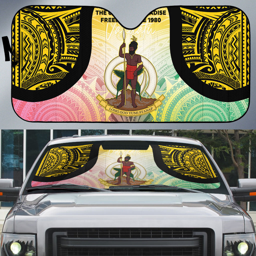 Vanuatu Independence Day Auto Sun Shade The Untouched Paradise LT05 Colorful - Polynesian Pride