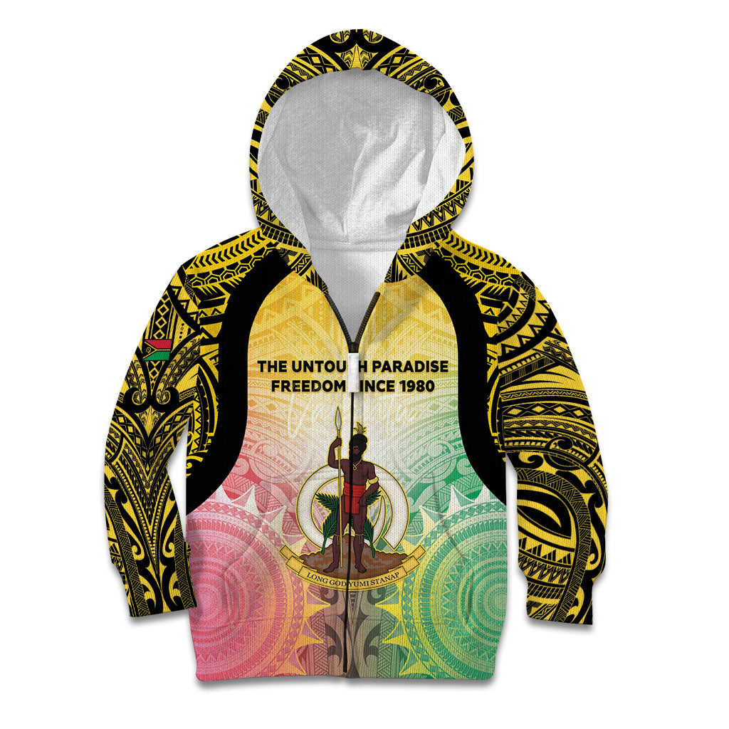 Vanuatu Independence Day Kid Hoodie The Untouched Paradise LT05 Zip Hoodie Colorful - Polynesian Pride