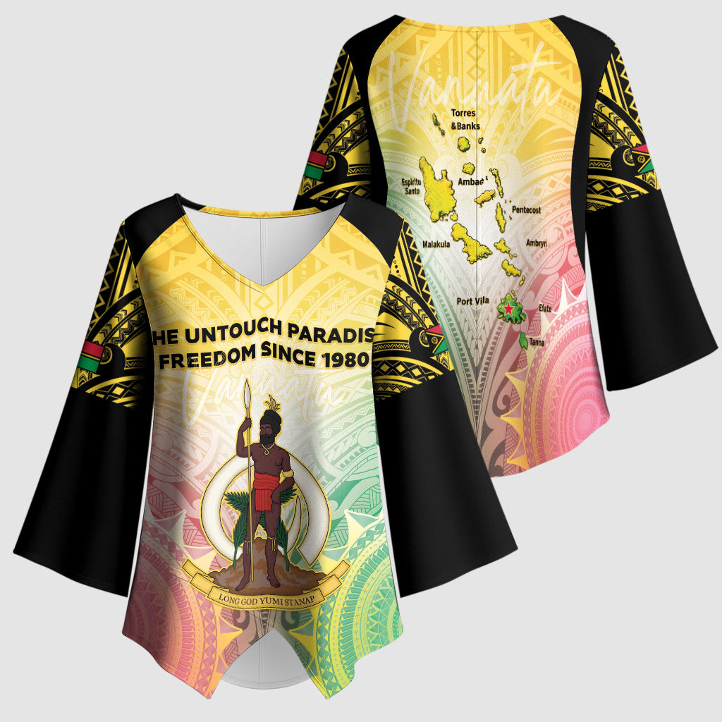 Vanuatu Independence Day Kimono Sleeve Blouse The Untouched Paradise LT05 - Polynesian Pride