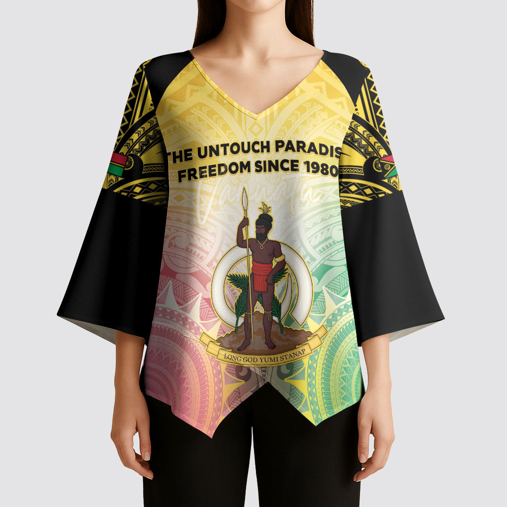 Vanuatu Independence Day Kimono Sleeve Blouse The Untouched Paradise LT05 - Polynesian Pride