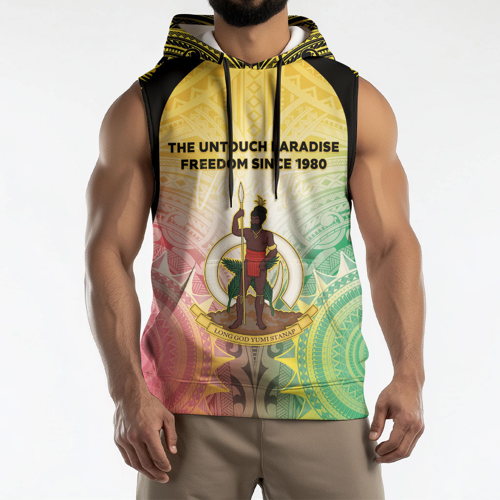 Vanuatu Independence Day Sleeveless Hoodie The Untouched Paradise LT05 - Polynesian Pride
