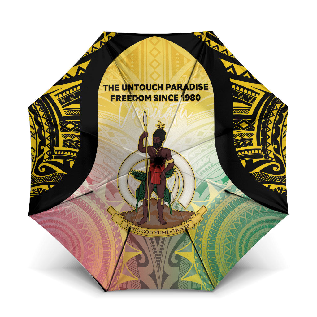 Vanuatu Independence Day Umbrella The Untouched Paradise LT05 One Size Folded 11.42 inch Opened Diameter 37.4 inch Colorful - Polynesian Pride