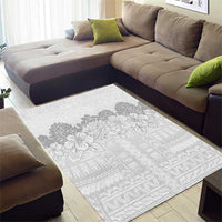Samoa Lotu Tamaiti Area Rug White Sunday Polynesian Pattern With Tropical Flowers LT05 - Polynesian Pride