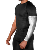 Samoa Lotu Tamaiti Arm Sleeves White Sunday Polynesian Pattern With Tropical Flowers LT05 - Polynesian Pride