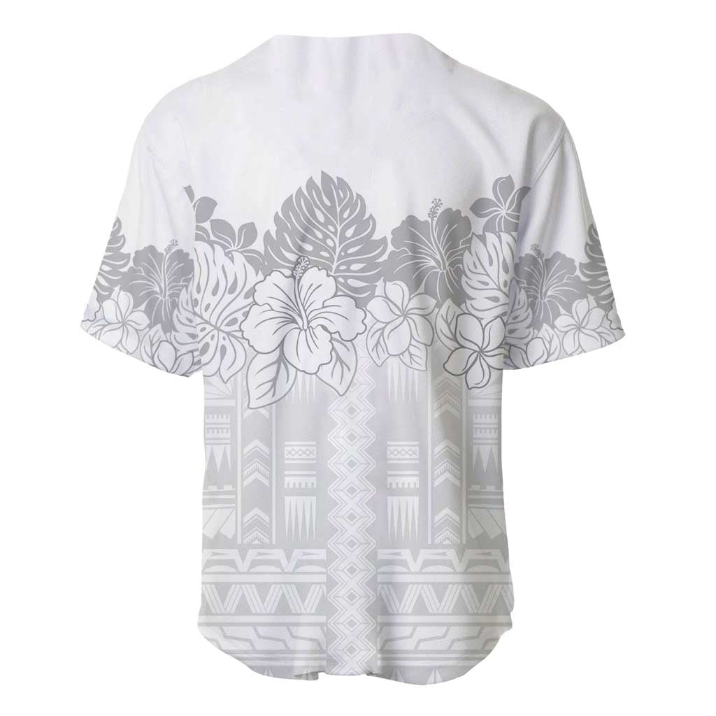 Samoa Lotu Tamaiti Baseball Jersey White Sunday Polynesian Pattern With Tropical Flowers LT05 - Polynesian Pride
