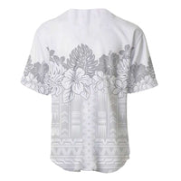 Samoa Lotu Tamaiti Baseball Jersey White Sunday Polynesian Pattern With Tropical Flowers LT05 - Polynesian Pride