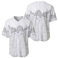 Samoa Lotu Tamaiti Baseball Jersey White Sunday Polynesian Pattern With Tropical Flowers LT05 - Polynesian Pride