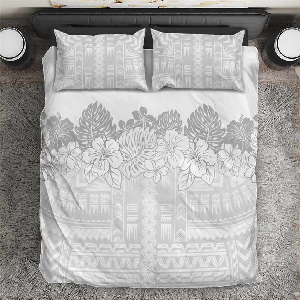 Samoa Lotu Tamaiti Bedding Set White Sunday Polynesian Pattern With Tropical Flowers LT05 White - Polynesian Pride