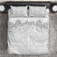 Samoa Lotu Tamaiti Bedding Set White Sunday Polynesian Pattern With Tropical Flowers LT05 White - Polynesian Pride