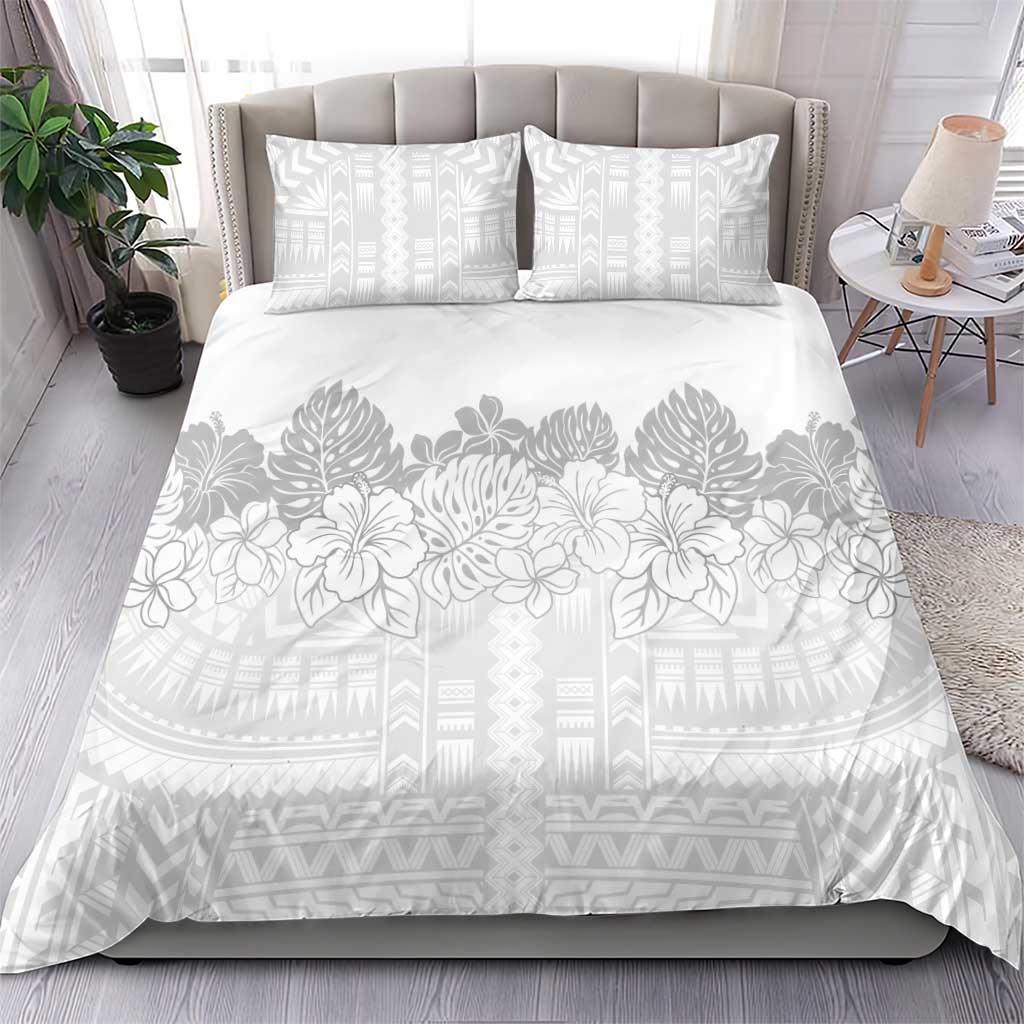 Samoa Lotu Tamaiti Bedding Set White Sunday Polynesian Pattern With Tropical Flowers LT05 - Polynesian Pride