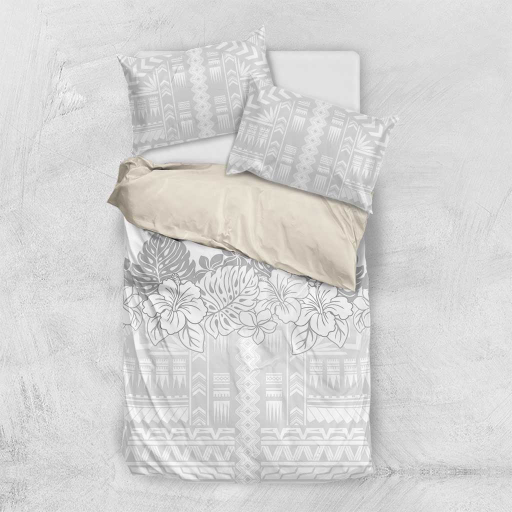 Samoa Lotu Tamaiti Bedding Set White Sunday Polynesian Pattern With Tropical Flowers LT05 US Twin 172cm x 218cm White - Polynesian Pride