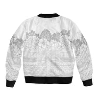 Samoa Lotu Tamaiti Bomber Jacket White Sunday Polynesian Pattern With Tropical Flowers LT05 - Polynesian Pride