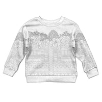 Samoa Lotu Tamaiti Kid Ugly Christmas Sweater White Sunday Polynesian Pattern With Tropical Flowers LT05 Kid White - Polynesian Pride