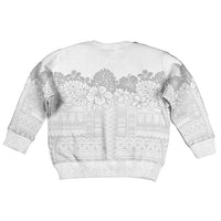 Samoa Lotu Tamaiti Kid Ugly Christmas Sweater White Sunday Polynesian Pattern With Tropical Flowers LT05 - Polynesian Pride