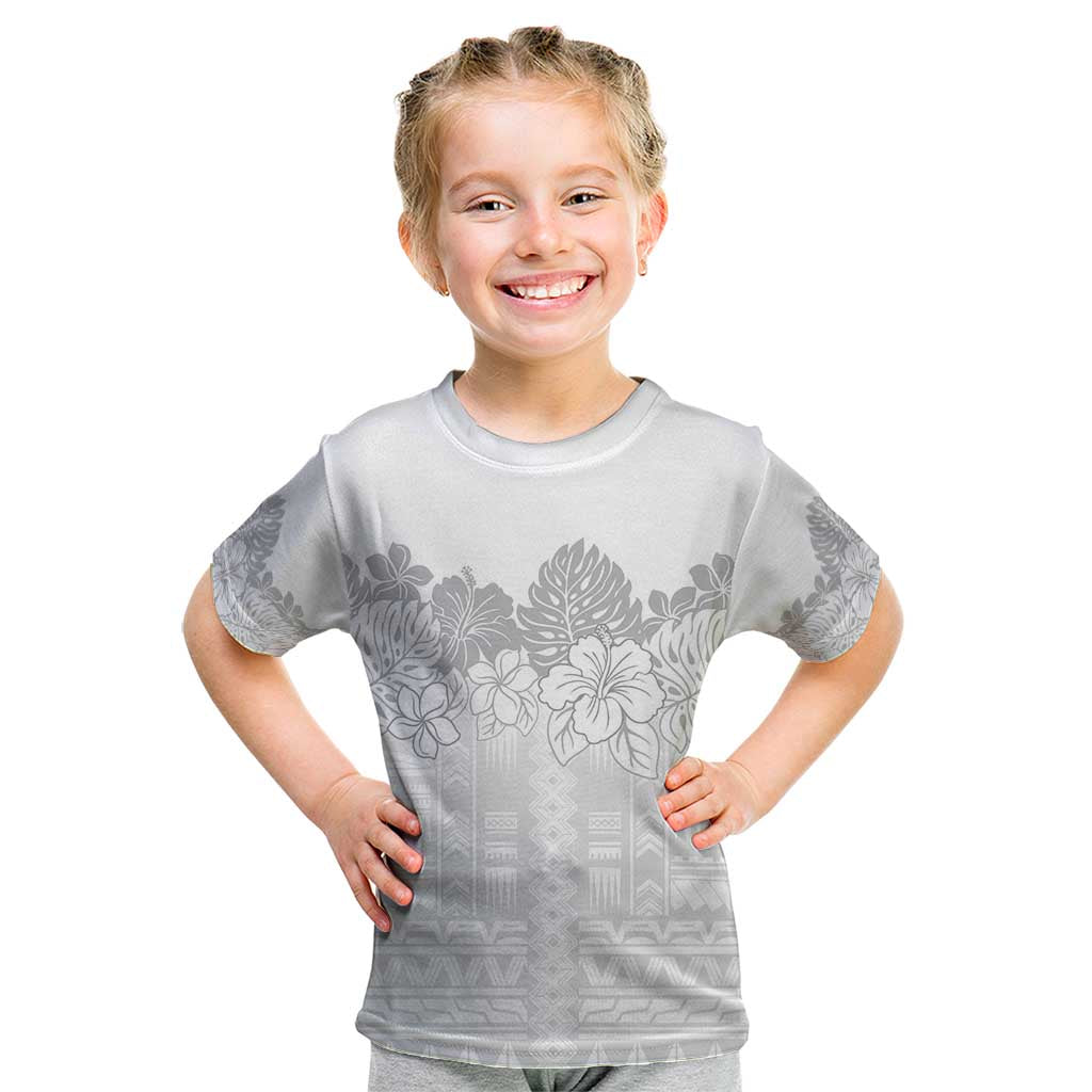 Samoa Lotu Tamaiti Kid T Shirt White Sunday Polynesian Pattern With Tropical Flowers LT05 White - Polynesian Pride
