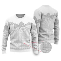 Samoa Lotu Tamaiti Ugly Christmas Sweater White Sunday Polynesian Pattern With Tropical Flowers LT05 White - Polynesian Pride