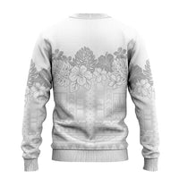 Samoa Lotu Tamaiti Ugly Christmas Sweater White Sunday Polynesian Pattern With Tropical Flowers LT05 - Polynesian Pride