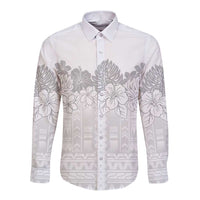 Samoa Lotu Tamaiti Long Sleeve Button Shirt White Sunday Polynesian Pattern With Tropical Flowers LT05 Unisex White - Polynesian Pride