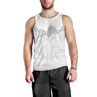 Samoa Lotu Tamaiti Men Tank Top White Sunday Polynesian Pattern With Tropical Flowers LT05 - Polynesian Pride