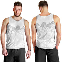 Samoa Lotu Tamaiti Men Tank Top White Sunday Polynesian Pattern With Tropical Flowers LT05 - Polynesian Pride