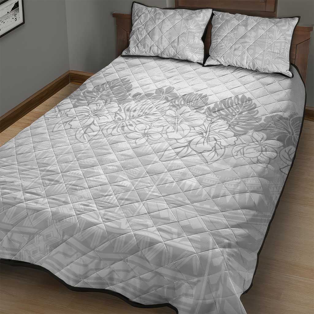 Samoa Lotu Tamaiti Quilt Bed Set White Sunday Polynesian Pattern With Tropical Flowers LT05 - Polynesian Pride