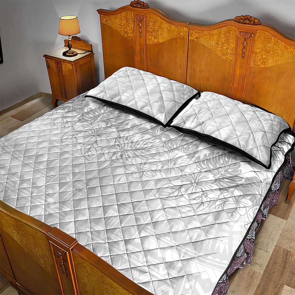 Samoa Lotu Tamaiti Quilt Bed Set White Sunday Polynesian Pattern With Tropical Flowers LT05 - Polynesian Pride