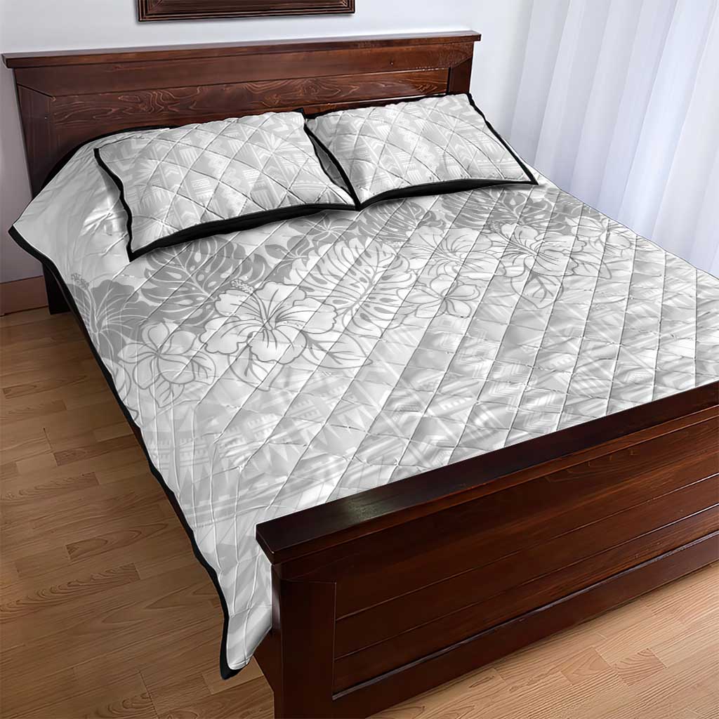 Samoa Lotu Tamaiti Quilt Bed Set White Sunday Polynesian Pattern With Tropical Flowers LT05 - Polynesian Pride