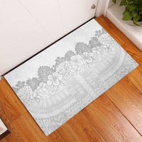 Samoa Lotu Tamaiti Rubber Doormat White Sunday Polynesian Pattern With Tropical Flowers LT05 - Polynesian Pride