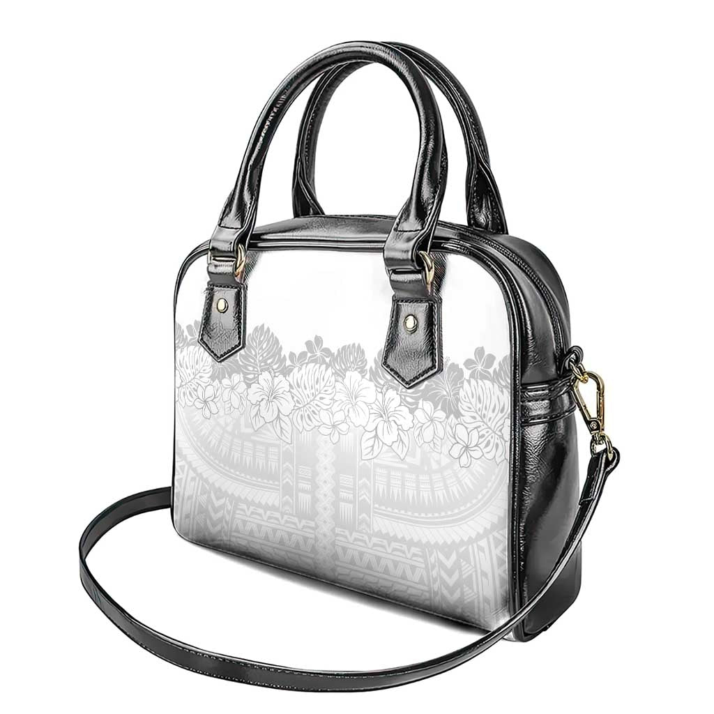Samoa Lotu Tamaiti Shoulder Handbag White Sunday Polynesian Pattern With Tropical Flowers LT05 - Polynesian Pride