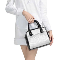 Samoa Lotu Tamaiti Shoulder Handbag White Sunday Polynesian Pattern With Tropical Flowers LT05 - Polynesian Pride