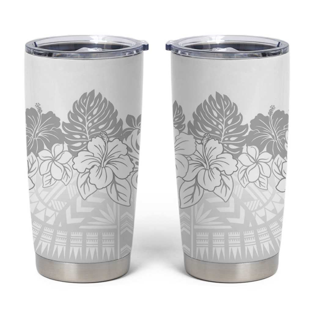 Samoa Lotu Tamaiti Tumbler Cup White Sunday Polynesian Pattern With Tropical Flowers LT05 White - Polynesian Pride
