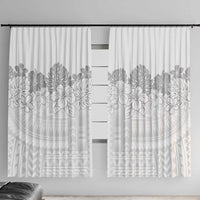 Samoa Lotu Tamaiti Window Curtain White Sunday Polynesian Pattern With Tropical Flowers LT05 With Hooks White - Polynesian Pride