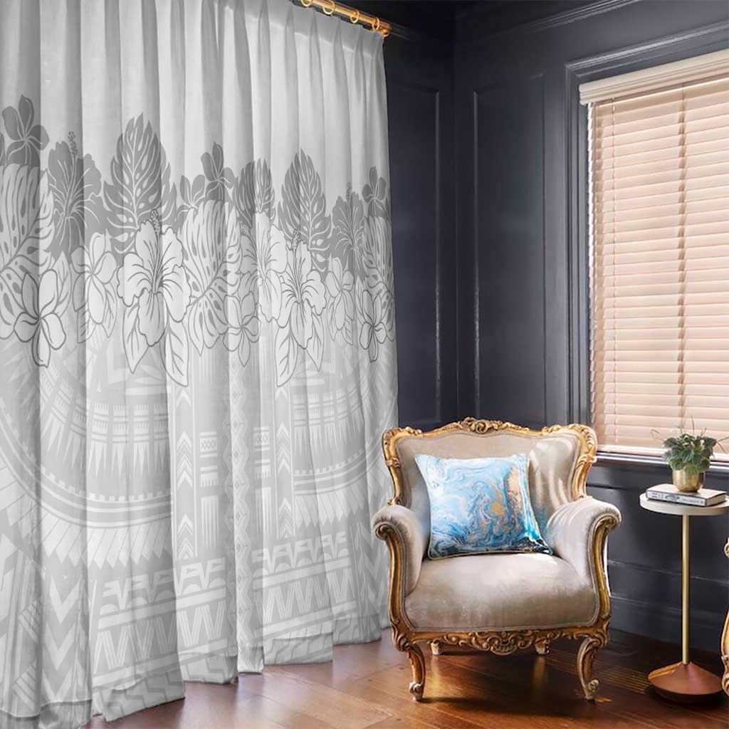 Samoa Lotu Tamaiti Window Curtain White Sunday Polynesian Pattern With Tropical Flowers LT05 - Polynesian Pride