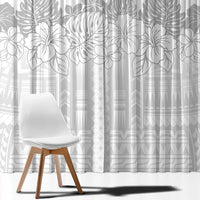 Samoa Lotu Tamaiti Window Curtain White Sunday Polynesian Pattern With Tropical Flowers LT05 - Polynesian Pride
