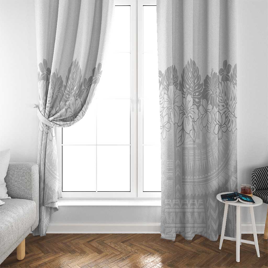 Samoa Lotu Tamaiti Window Curtain White Sunday Polynesian Pattern With Tropical Flowers LT05 - Polynesian Pride
