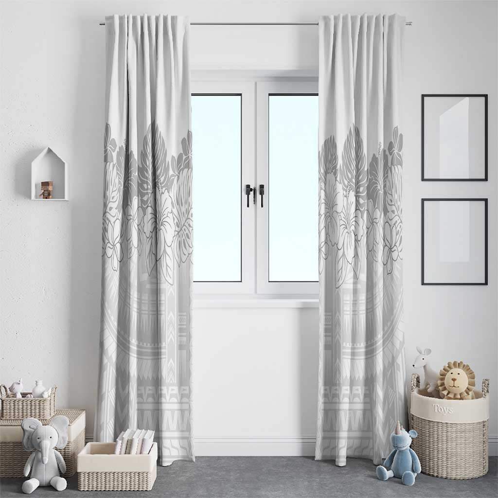 Samoa Lotu Tamaiti Window Curtain White Sunday Polynesian Pattern With Tropical Flowers LT05 - Polynesian Pride