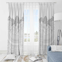 Samoa Lotu Tamaiti Window Curtain White Sunday Polynesian Pattern With Tropical Flowers LT05 - Polynesian Pride