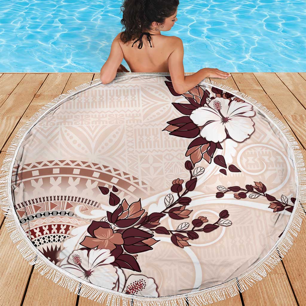 Bula Fiji Language Week Beach Blanket Fijian Tapa Pattern With Tagimoucia Flower LT05 - Polynesian Pride