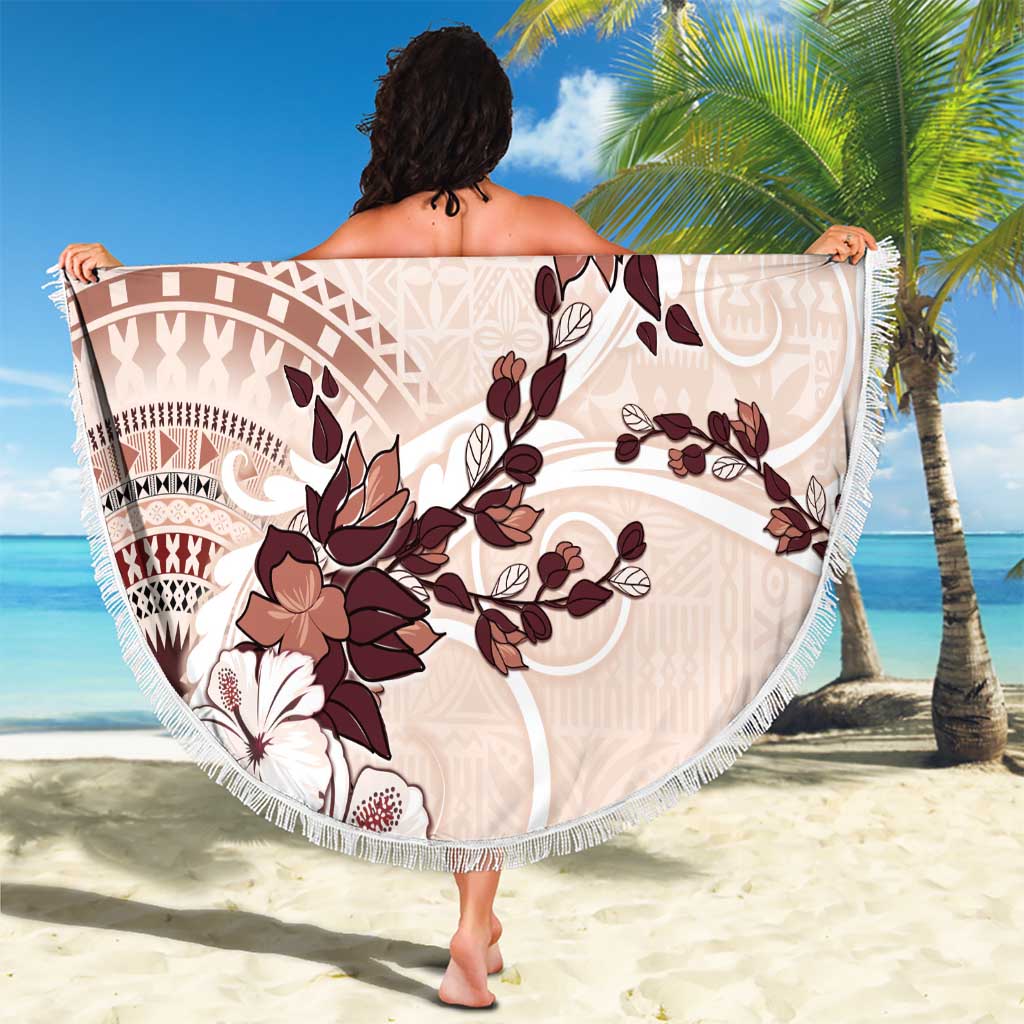 Bula Fiji Language Week Beach Blanket Fijian Tapa Pattern With Tagimoucia Flower LT05 - Polynesian Pride