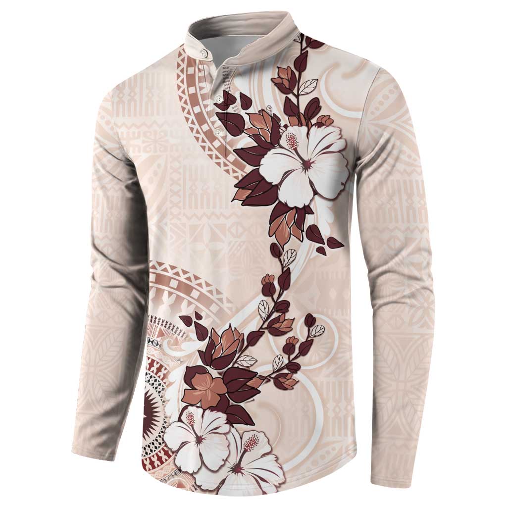 Bula Fiji Language Week Button Sweatshirt Fijian Tapa Pattern With Tagimoucia Flower LT05 - Polynesian Pride