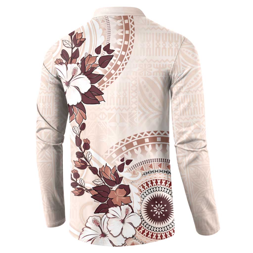 Bula Fiji Language Week Button Sweatshirt Fijian Tapa Pattern With Tagimoucia Flower LT05 - Polynesian Pride