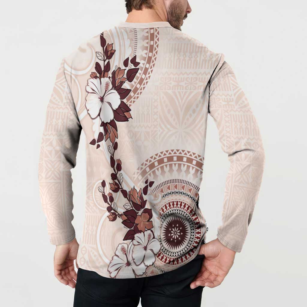 Bula Fiji Language Week Button Sweatshirt Fijian Tapa Pattern With Tagimoucia Flower LT05 - Polynesian Pride