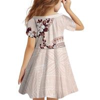 Bula Fiji Language Week Kid Short Sleeve Dress Fijian Tapa Pattern With Tagimoucia Flower LT05 - Polynesian Pride